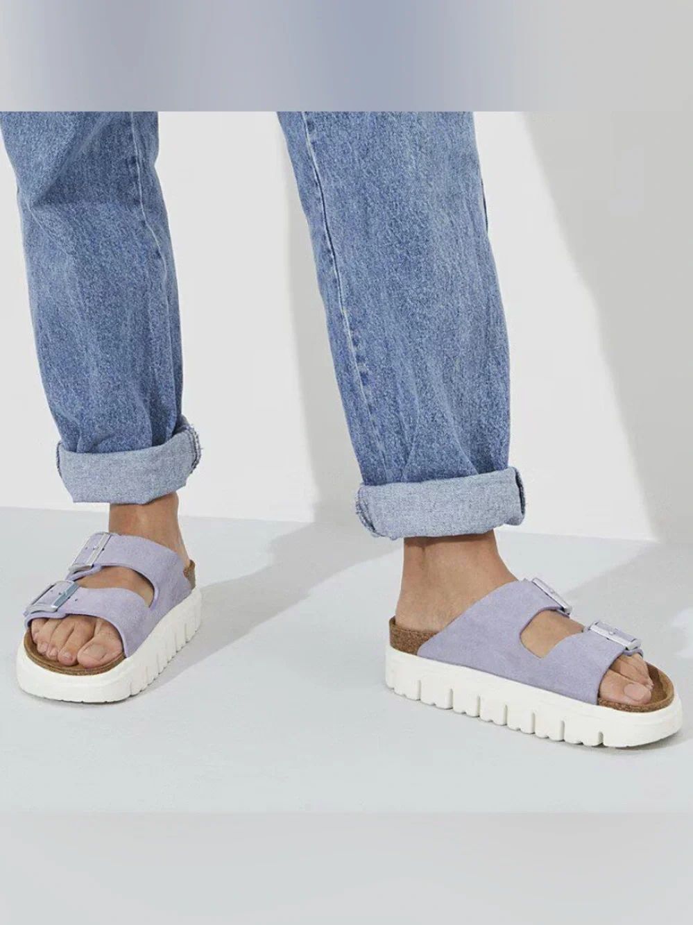 PAPILLIO by BIRKENSTOCK Arizona purple leather platform sandals women’s eur 38